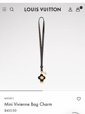 Louis Vuitton Mini Vivienne Charm in Black and Monogram